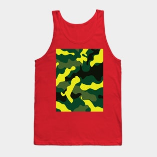 British Racing Green Yellow Camouflage Pattern Tank Top